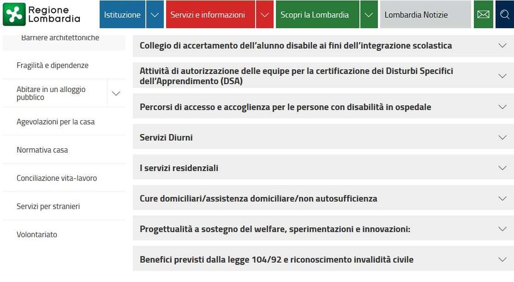 I principali servizi dedicati alle persone con disabilità offerti in Regione Lombardia ed erogati, a seconda del caso, dalle Agenzie di Tutela della Salute (ATS),