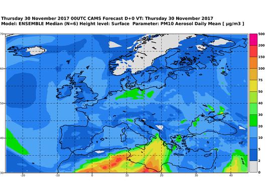 3.1 Previsioni PM10 media giornaliera CAMS