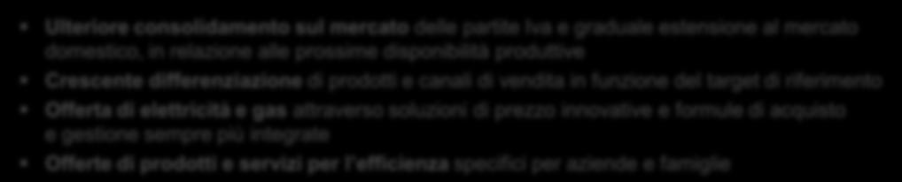 Chi è Sorgenia: strategia di crescita e consolidamento Presenza sul mercato Ulteriore consolidamento sul mercato delle