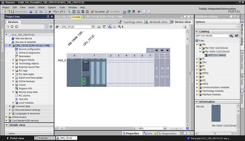 7.6 Salvataggio e compilazione della configurazione hardware Prima di compilare la configurazione è necessario salvare il progetto facendo clic sul pulsante (Salva progetto).