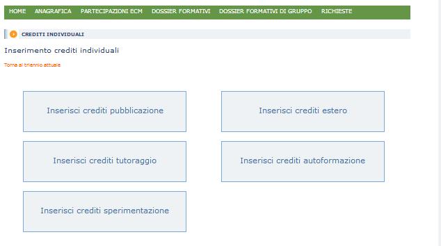 Nella schermata, è possibile selezionare le singole di tipologie di formazione