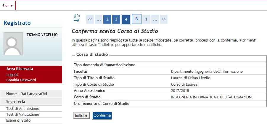 17) Scegliere il Corso di Studio 18)