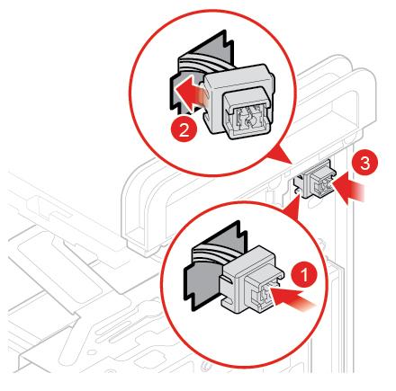 Figura 24. Installazione del pulsante di alimentazione 7. Collegare il cavo del nuovo pulsante di alimentazione alla scheda di sistema. 8. Reinstallare i componenti rimossi.