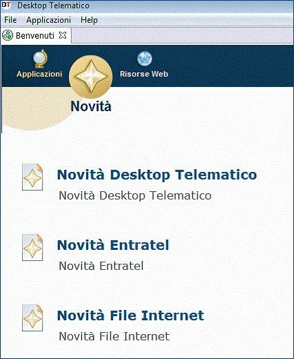 L attivazione dell applicazione di interesse può essere invece effettuata anche mediante l apposito menù Applicazioni dell  Novità La selezione