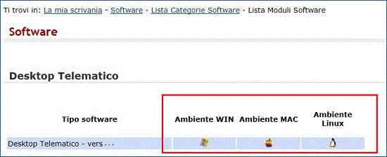 Selezionando la voce di menù Desktop telematico, si ottiene la schermata contenente il link Desktop telematico da selezionare.