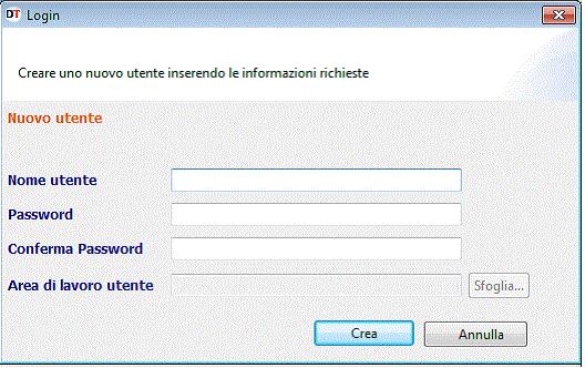 applicazione evidenzia la seguente schermata in cui è necessario