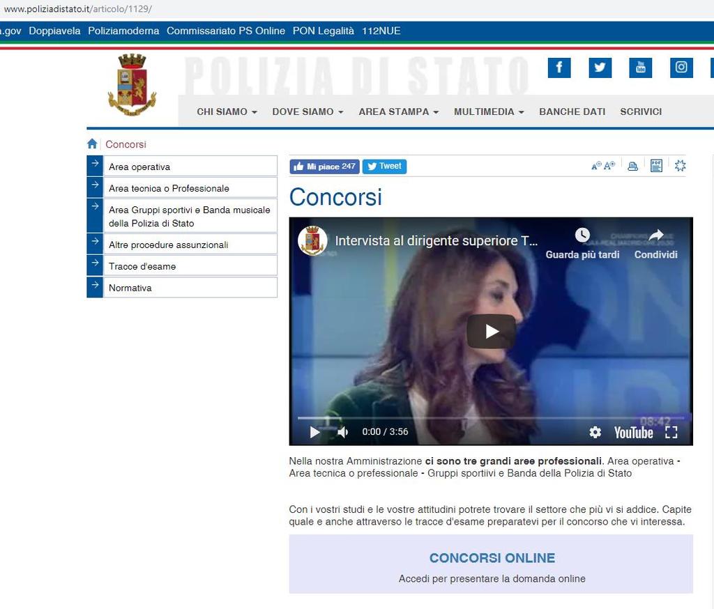 PROCEDURA DI ACCESSO AL PORTALE CONCORSI ONLINE DAL SITO www.poliziadistato.