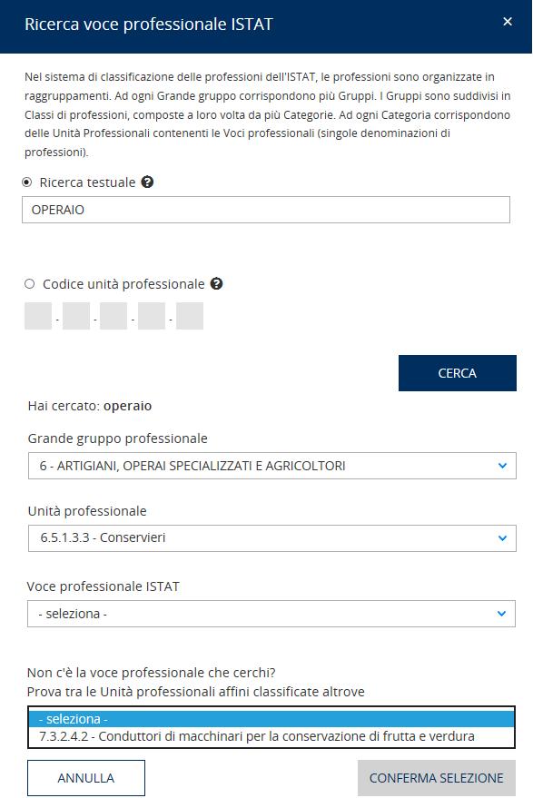 presenti nel campo elenco sotto il testo Non c è la voce professionale che cerchi? Prova tra le Unità professionali affini classificate altrove. Fig. 89.