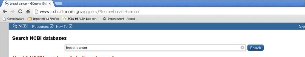 BREAST CANCER Posso fare una ricerc incrociata su numero archivi NLM molti di genetica ma