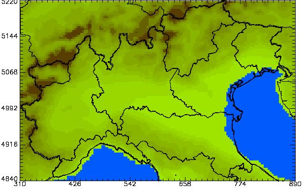 Dominio di simulazione: 584x284 km 2 4 km dimensione griglia, celle 146 Nx, 96 Ny: 16 livelli verticali, 40-10000 m Periodi di simulazione: 16/03-20/04/2011 14/09-16/10/2011 Sistema modellistico: