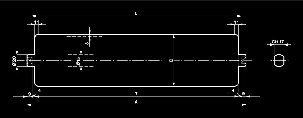 ROLLS SERIES 308 M05 Codice Code 308031 308032 308033 D 60 76 89 Roll Peso di un rullo completo Weight of a complete roll Larghezza nastro Belt width B [mm] L [mm] (Peso delle parti rotanti) [kg]