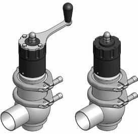 Soluzioni varie Different solutions BBYP BBYM Valvola ad azionamento manuale con/senza leva BBYM Manual operated valve whit/out handle BBYT Twin-stop L utilizzo di un cilindro pneumatico ausiliario,