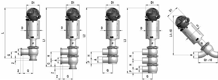 Dimensioni (mm) Dimensions (mm) BBZP BBZP BBZP deviatrice/divert BBZP P7 / M8 BBZP M8 deviatrice/divert BBZP V 45 S/S F/F M/G S/S 11850/2 A D D1 G H L L1 L2 L3 L4 P Q Q1 Z Z A 10 12x1 64 112 30 50