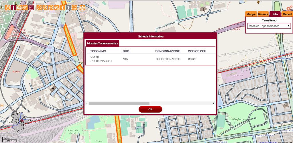 La selezione dello strato di interesse avviene il menu a tendina.