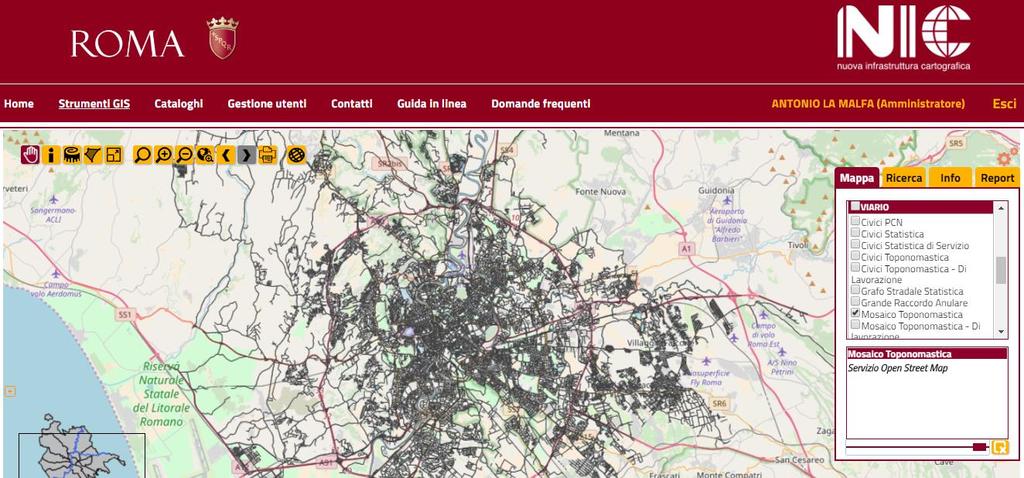 Overview Generale - Come navigare la sezione «Strumenti GIS» - Elemento Multi Tab E possibile selezionare e sovrapporre più layer cartografici