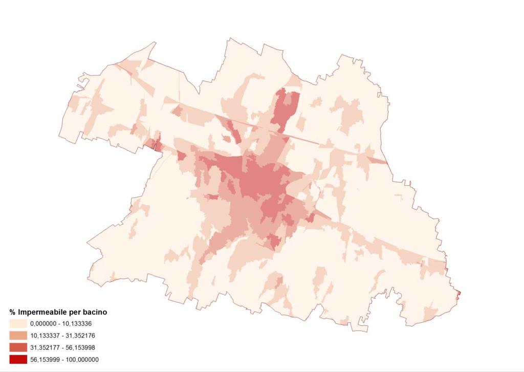 3. mappa del grado di impermeabilizzazione dei singoli bacini basata su criteri morfologici 4.