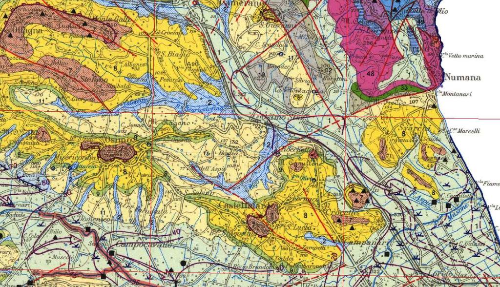 2. INQUADRAMENTO GEOLOGICO I due bacini idrografici dello Scaricalisno e del Rigo sono ubicati per la quasi totalità nei territori comunali di Osimo e Castelfidardo, nella zona compresa tra gli