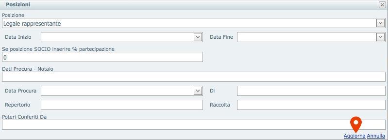 Porre attenzione a quanto indicato in fondo alla scheda, quindi dopo aver inserito i dati cliccare su Aggiorna e chiudere la scheda.