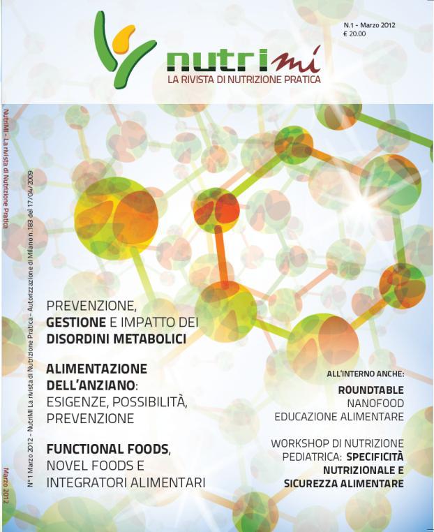 NutriMI - La Rivista di Nutrizione Pratica NutriMI - La Rivista di Nutrizione Pratica viene pubblicata ogni anno in occasione del Convegno, contiene gli articoli scientifici presentati durante le