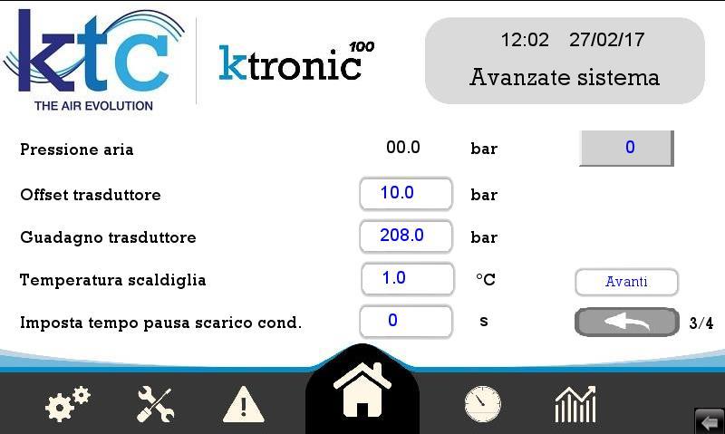 3. NB: Le tarature di Offset e Guadagno possono essere variate solo tramite abilitazione di KTC Resistenza elettrica di riscaldamento (scaldiglia) Soglia impostabile di controllo della resistenza