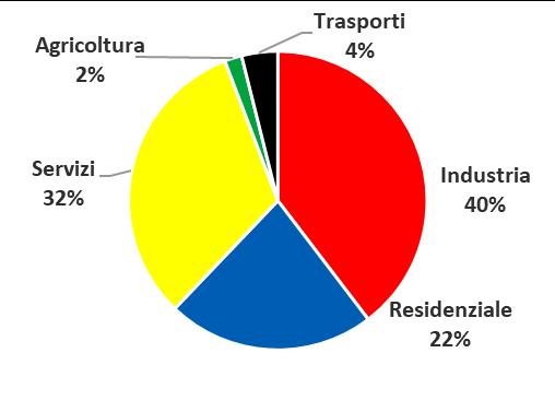 Ancora diversa è la distribuzione dei consumi di energia elettrica tra i macrosettori di utilizzo in cui (vedi Figura