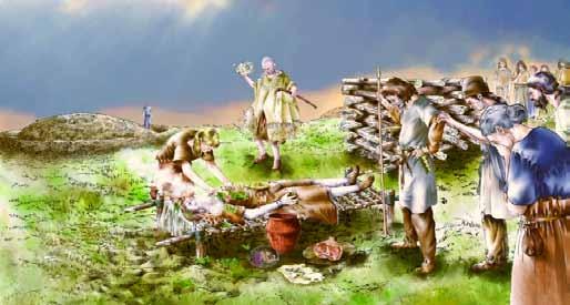 Ipotesi ricostruttiva di un funerale a cremazione nell antica età del Bronzo (Worcestershire, Gran Bretagna). Ritualità funeraria nell età del Bronzo recente Durante l età del Bronzo recente (1.350-1.