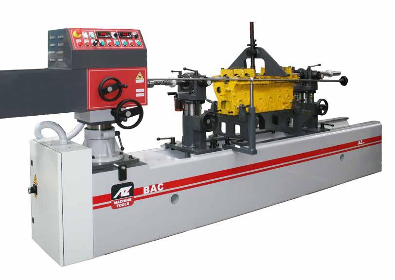 ALESATRICI ORIZZONTALI LINE BORING MACHINES BAC1500-2000-2500 ++ The base is made of electro-welded steel to avoid structural deformations, while the precision machined surfaces and excellent