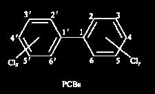 PCB (policlorobifenili) 209 composti contenenti da 1 a 10 atomi di cloro La rotazione C-C permette ai due anelli fenilici del PCB di giacere nello stesso piano (di assumere cioè una conformazione