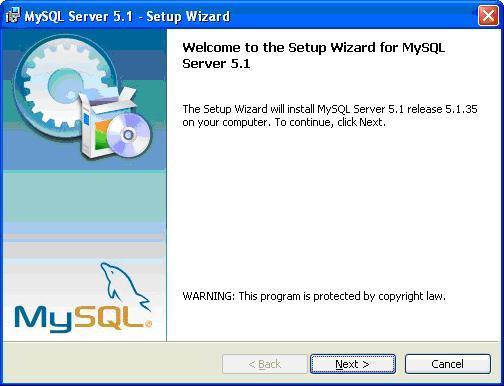 Installazione versione 5.1 Nel seguente capitolo sarà descritta la procedura di installazione, su sistema windows, della versione 5.1 di Mysql.