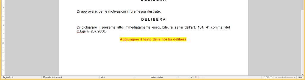 dai dati che sono stati caricati nella finestra della proposta di determina.