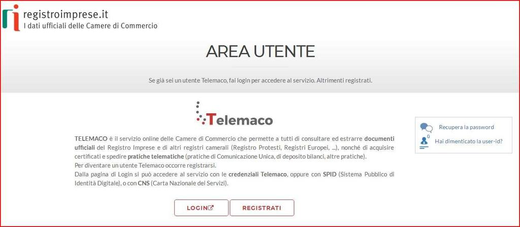 Attendere e-mail con user e di password di abilitazione al sistema: Attenzione per