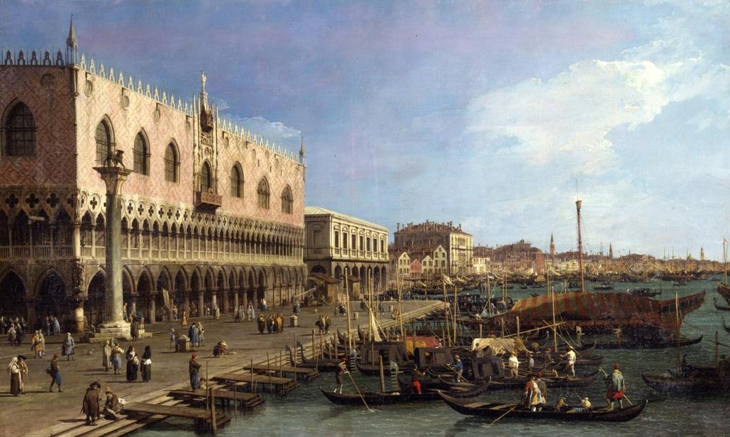 Canaletto, Il molo verso est con la colonna di San