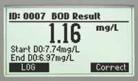 HI98193 Ossigeno Disciolto/BOD/ C Specifiche tecniche Esempi di schermate HI98193 da 0.00 a 50.00 mg/l (ppm); da 0.0 a 600.0% saturazione 0.01 mg/l (ppm); 0.