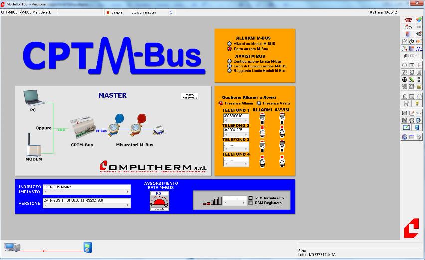 Il pannello M-Bus: Il pannello M-Bus è il cuore della gestione dei misuratori in rete.