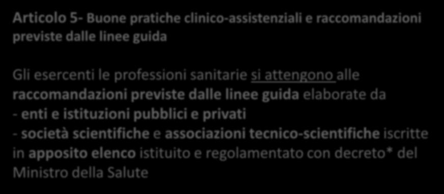 Articolo 5- Buone pratiche clinico-assistenziali e raccomandazioni
