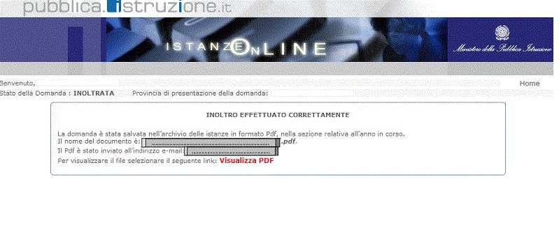 Il termine di tutte le operazioni di inoltro, viene segnalato all utente con la visualizzazione della pagina, riportata in Figura 33, che conferma il buon esito dell operazione.