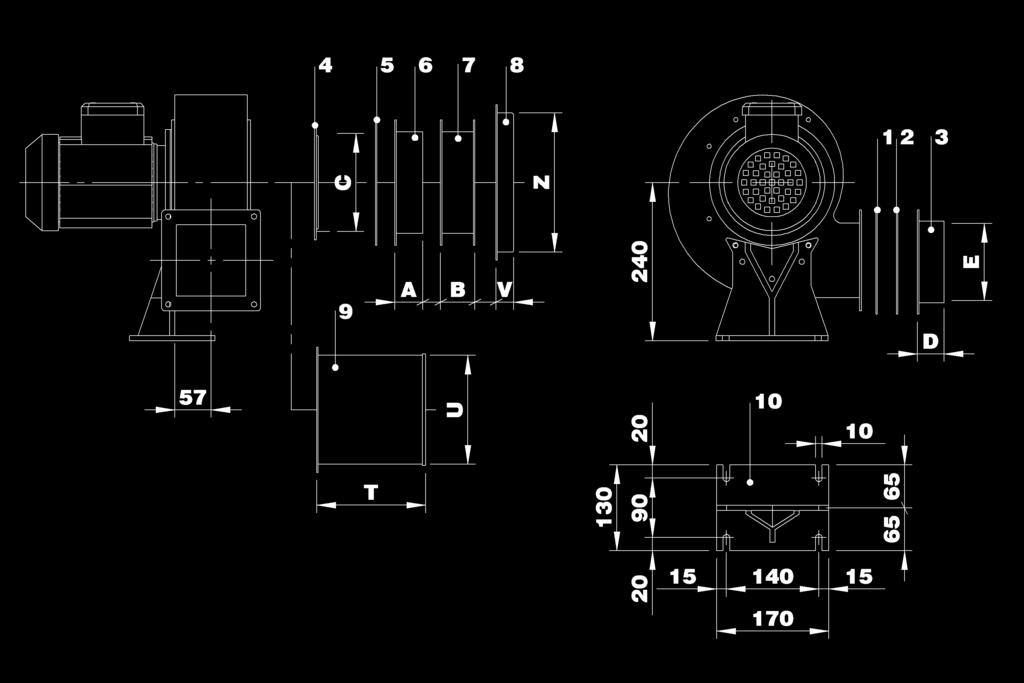 14 Dimensioni accessori 1. Rete premente 2. Controflangia premente 3. Tronchetto premente liscio 4. Rete aspirante 5. Controflangia aspirante 6. Tronchetto aspirante liscio 7.