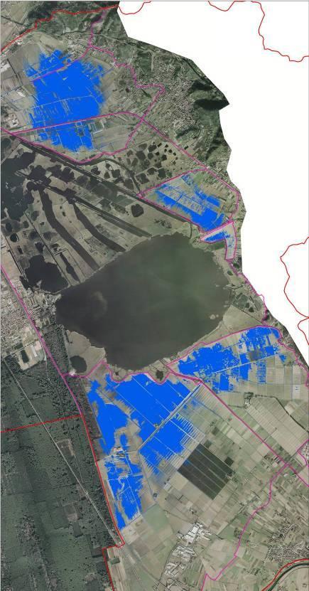 Livello (m s.l.m.) -2.75 m s.l.m. Sono stati individuati tre possibili livelli di soglia (+0.30, +0.45 e +0.60 m s.l.m.) e valutati i relativi effetti, sia in termini di livelli attesi in lago che di aree della bonifica allagate.