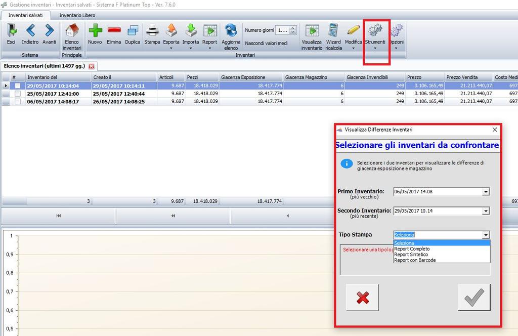 11. Posso confrontare le differenze tra 2 inventari? Nel menu Strumenti è disponibile l opzione Visualizza differenze Inventari.