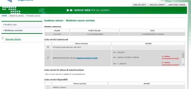 Figura 21: Richiesta Servizio - Aggiunta Altri Ambiti 3.
