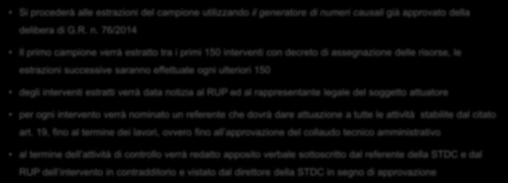 G.S.S. Controllo tecnico-amministrative partiche Decreto sulle procedure di controllo degli interventi,