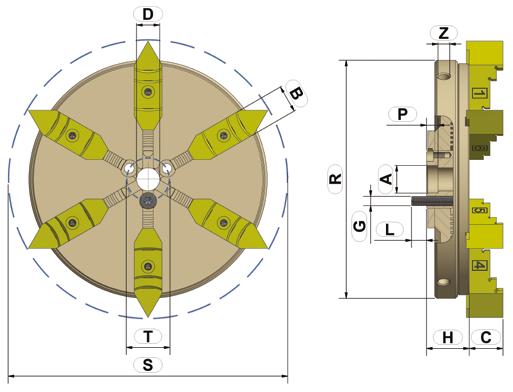 LINEA UFA Mandrino di precisione con 6 ganasce di alluminio ed ottone Morsetto per serraggio anti-magnetico, Alluminio / Ottone mandrino senza campo magnetico di disturbo con ganasce alla base ed in