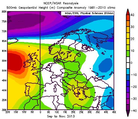 In Europa Dall analisi delle mappe di anomalia del geopotenziale a 500 hpa (circa 5500 m) e di anomalia della temperatura superficiale sull Europa rispetto al periodo di riferimento 1981-2010 (Fig.