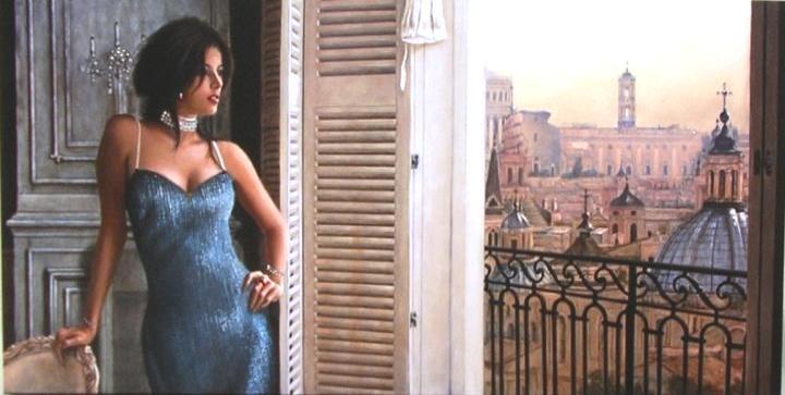 S T A M P A su T E L A con STRASS codice 13870 49 A Rome with a view -