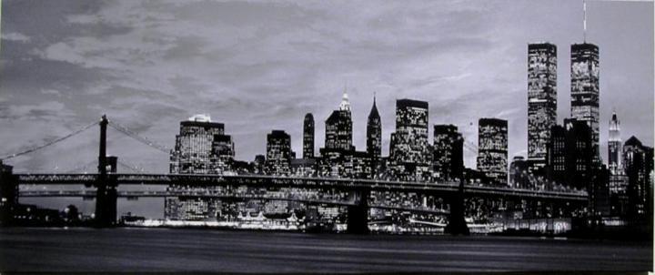 S T A M P A su T E L A con STRASS codice 15050-101 Manhattan skyline from