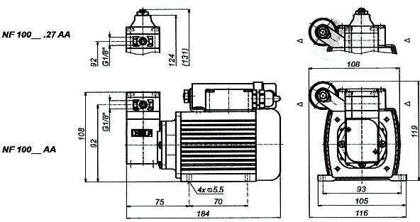 in aspirazione in mandata in aspirazione NF 100-E 1,2 3 10 NF 100-DC 1,2 3 10 in mandata NF 100-AA 1,2 3 10 NF 100-DCB 1,2 3 10 Motore E AA Motore DC DCB Tensioni (V) 230 / 50 Hz 230 / 50 Hz Tensioni