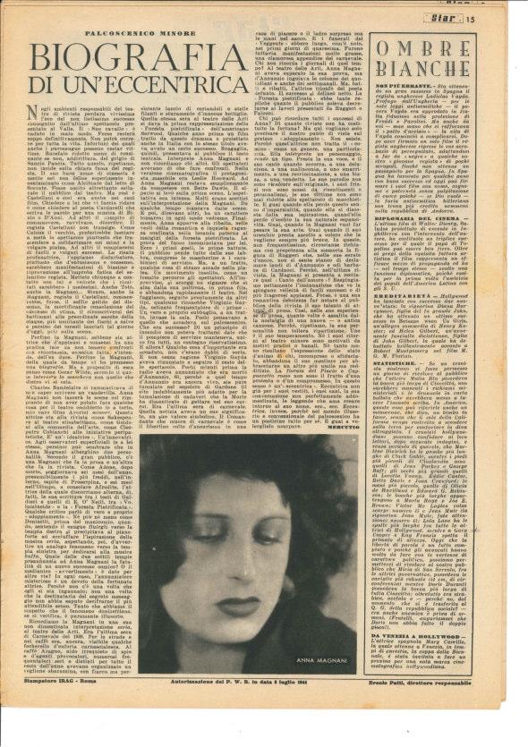 PROFILI: L attrice di teatro, tra rivista e prosa Star, n. 7, 23 settembre 1944 Biografia di un eccentrica Lo sdoppiamento non esiste.