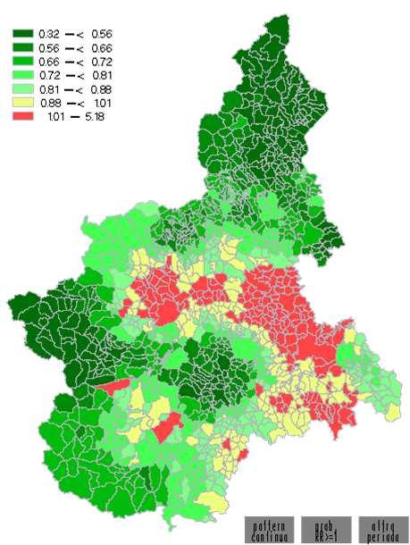 Mortalità 1980-2014 Mesotelioma, uomini Tassi