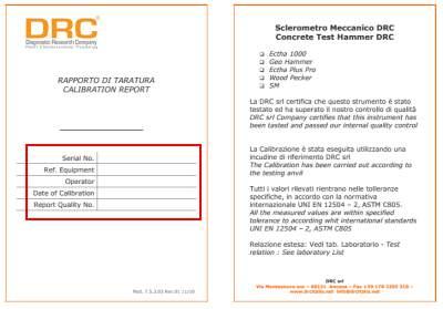 5. Supporto Supporto Per richiesta di supporto sulla strumentazione contattare il servizio assistenza della DRC Srl all'indirizzo email info@drcitalia.