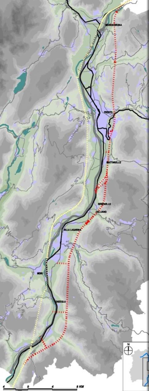 Progettazione 2003 La proposta RFI prevedeva uno sviluppo in destra Adige, proposta